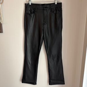 Mother Insider Ankle-Crop Faux Leather Sleek Black Faux Leather pants size 30